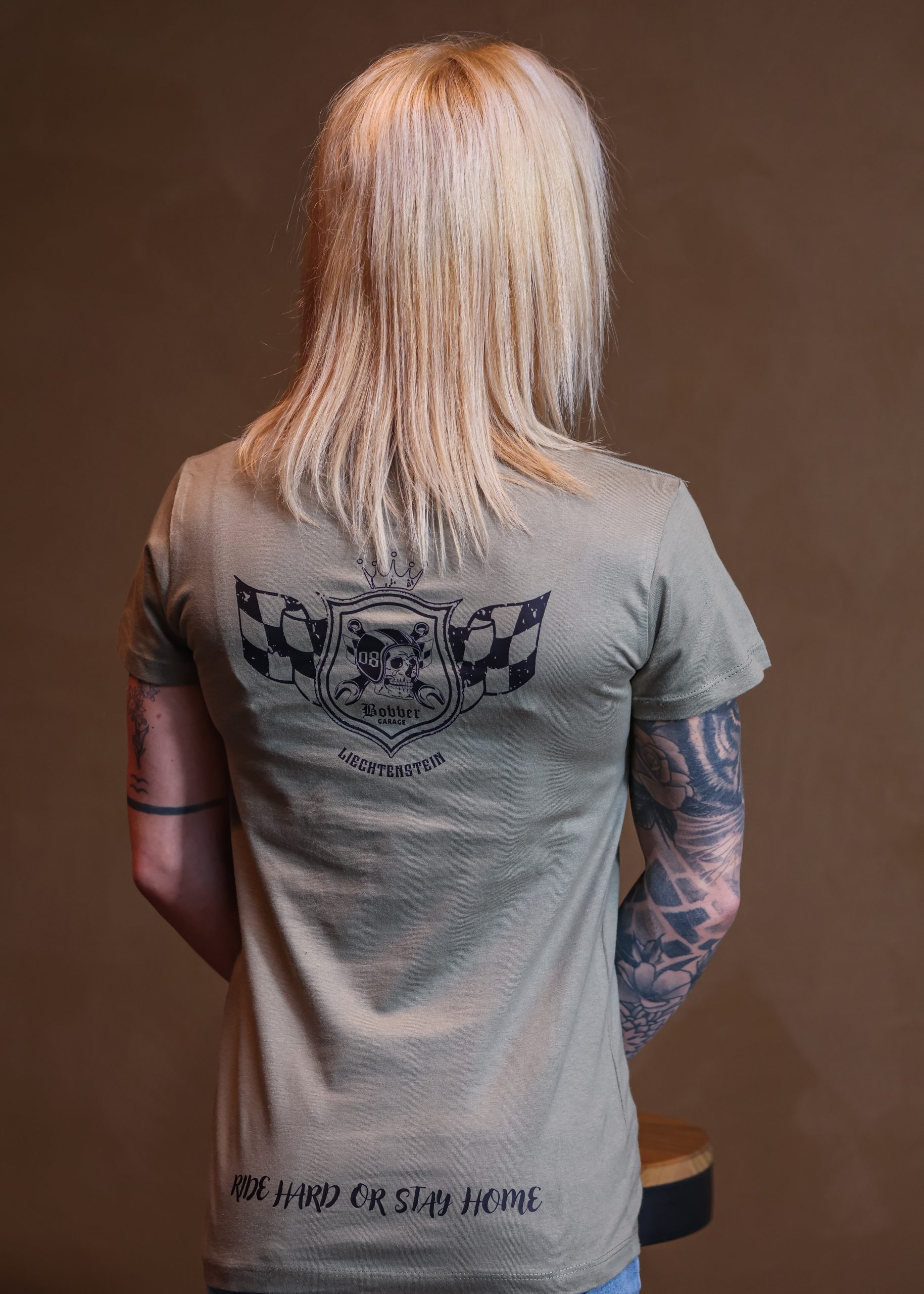 T-Shirt Khacki "RIDE HARD OR STAY HOME" Women - Image 2