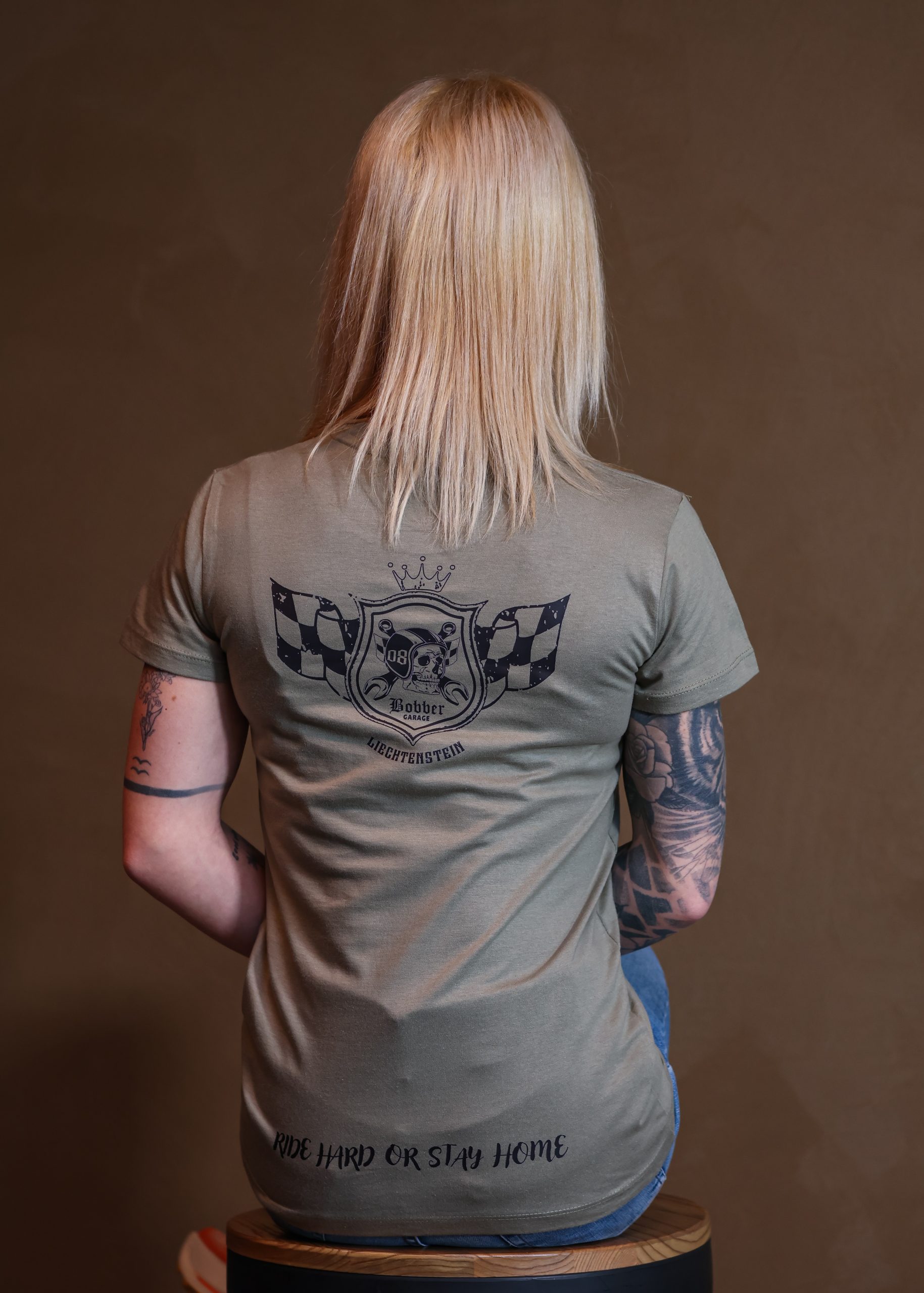 T-Shirt Khacki "RIDE HARD OR STAY HOME" Women - Image 4